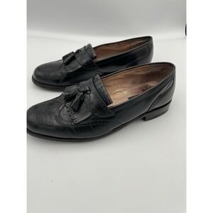 Bostonian First Flex Black Tassel Wing Tip Mens Leather Loafers Size 9.5 M 20370